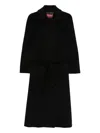 Max Mara Drop-shoulder Belted Coat In Black