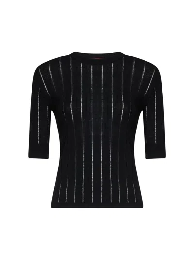 Max Mara Dropped-stitch Ribbed Knit Sweater In Black