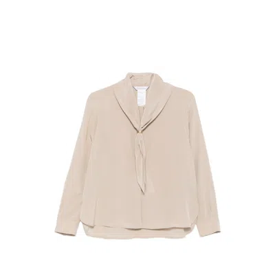 Max Mara Dry Bow-detail Silk Blouse In Neutral