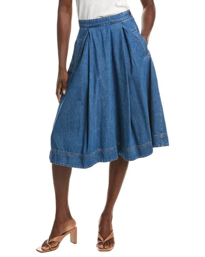 Max Mara Dry Pleated Denim Skirt In Blue