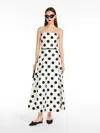 Max Mara Long Strapless Dress Polka Dots In White Black
