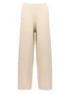 Max Mara Ragtime Ribbed-trim Wide-leg High-rise Wool-knit Trousers In Beige