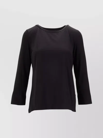 Max Mara Durata Long Sleeve Round Neck Top In Black
