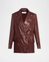 Max Mara Duse Leather Double-breasted Jacket In Burgundy