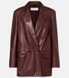 Max Mara Duse Leather Double-breasted Jacket In Brown