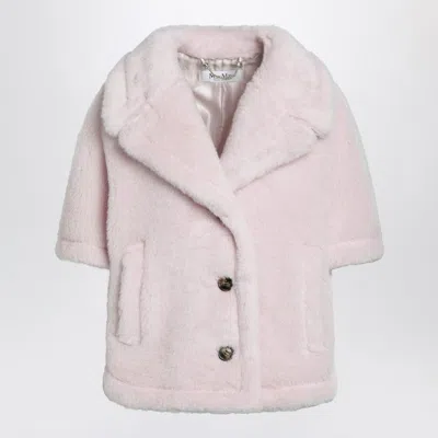 Max Mara Dusty Beige Boxy Teddy Cape In Pink