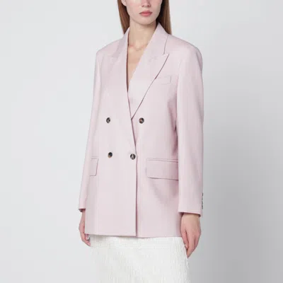 Max Mara Dusty Beige Double-breasted Wool-blend Jacket In Pink