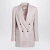 Max Mara Ombrosa Double Breasted Wool Blazer Jackets Rose In Pink