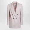 Max Mara Dusty Beige Doublebreasted Woolblend Jacket In Pink
