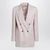 Max Mara Dusty Beige Doublebreasted Woolblend Jacket In White