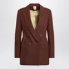 Max Mara Earth-tone Jacket In Grain De Poudre In Burgundy