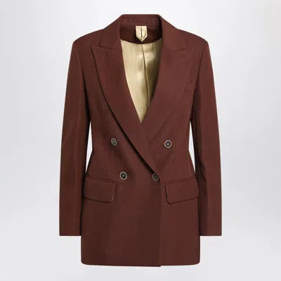 Max Mara Earth-tone Jacket In Wool Grain De Poudre In Brown