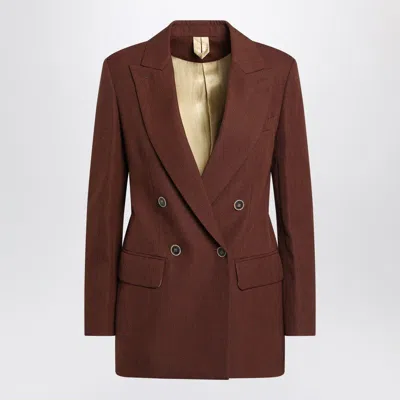 Max Mara Earth-tone Jacket In Wool Grain De Poudre In Burgundy