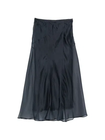 Max Mara Eastrale Sheer Silk Skirt In Blue