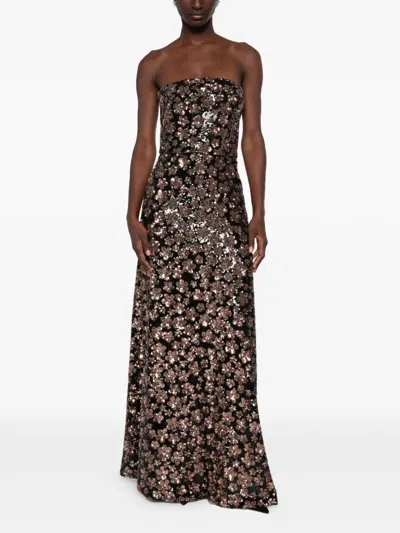 Max Mara Ebaffo Sequin-embellished Strapless Maxi Dress In Brown