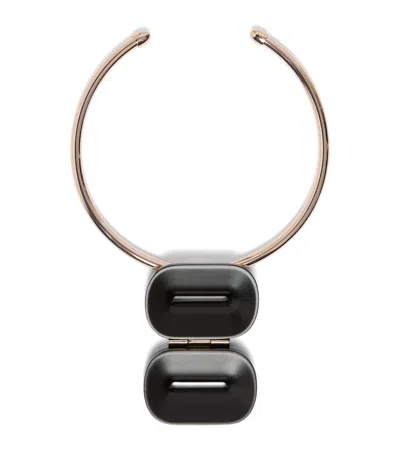 Max Mara Ebony Pinza Choker Necklace In Brown