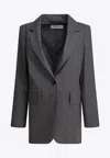Max Mara Ebridi Single-breasted Wool Blazer In Gray