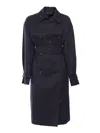 Max Mara Classic Black Double-breasted Ebrien Raincoat In Blue