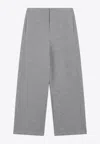 Max Mara Grey Wool-cotton Blend Trousers In Gray