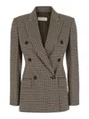 Max Mara Houndstooth T-shirt Jacket Double-breasted Lined Wool-blend In Multi