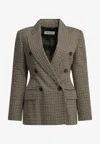 Max Mara Eccelso Houndstooth Double-breasted Blazer In Brown