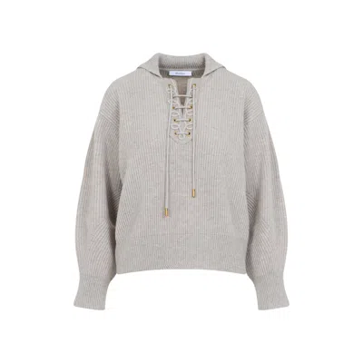 Max Mara Beige Ribbed Jumper In Grey