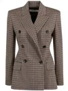 Max Mara Houndstooth T-shirt Jacket Double-breasted Lined Wool-blend In Brown