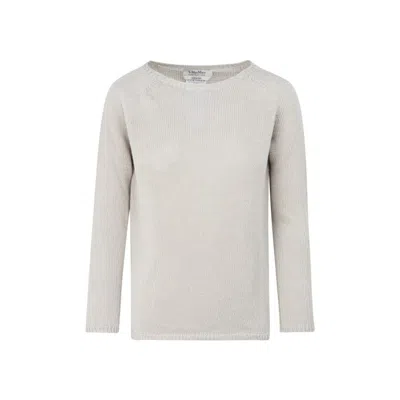 Max Mara Ecru Giolino Linen Sweater In Grey