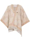 Max Mara Logo Wool Cape In Neutrals