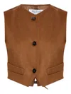 Max Mara Edda Camel Light Leather Vest In Brown