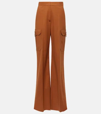 Max Mara Edda Logo-embroidered Trousers In Brown