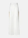 Max Mara Pantalone Edda In Cotone Stretch Bianco Donna In White