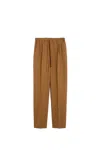 Max Mara Edere Wool And Silk Straight-leg Pants In Leather Brown