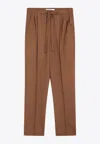 Max Mara Edere Wool And Silk Straight-leg Pants In Brown