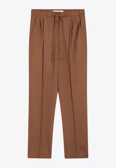 Max Mara Edere Wool And Silk Straight-leg Pants In Brown