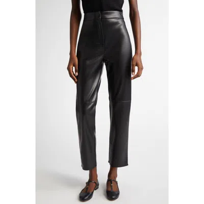Max Mara Edgard Faux Leather Straight Leg Crop Pants In Black