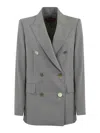 Max Mara Edicola Blazer In Wool Crepe Satin In Gray