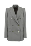Max Mara Edicola Blazer In Wool Crepe Satin In Grigio Acciao