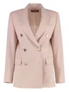 Max Mara Studio Edicola Double-breasted Wool Blazer In Pink