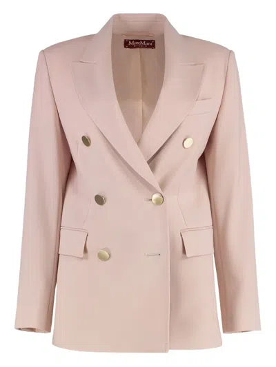 Max Mara Studio Edicola Double-breasted Wool Blazer In Neutral