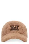 Max Mara Shearling-trimmed Baseball Cap In Camel