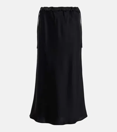 Max Mara Editore Satin Midi Skirt In Black
