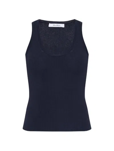 Max Mara Editta Ribbed-knit Tank Top In Blue