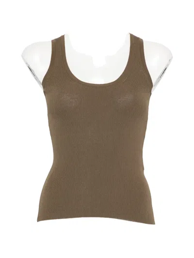 Max Mara Editta Ribbed-knit Tank Top In Green