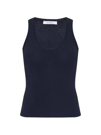 Max Mara Editta Ribbed-knit Tank Top In Blue