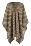 Max Mara Maxmara Women Editti - Wool And Cotton Jacquard Poncho In Brown