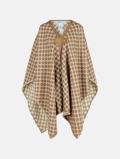 Max Mara 'editti' Hood In Virgin Wool And Brown Cotton