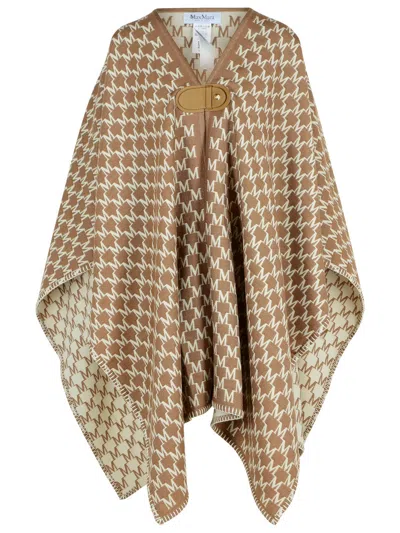 MAX MARA EDITTI HOOD IN VIRGIN WOOL AND BROWN COTTON
