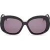 Max Mara Edna 55mm Round Sunglasses In Black