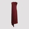 Max Mara Silk Midi Dress With Asymmetric Draped Detail In Red
